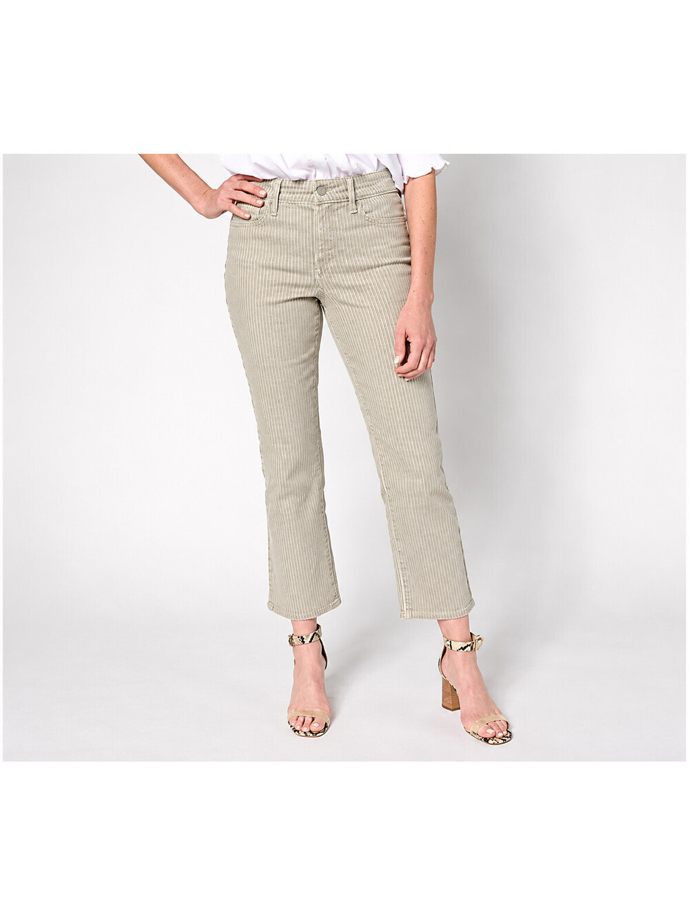 NYDJ Ellison Straight Leg Ankle Jeans with Cool Embrace Lodge Stripe,Size Reg 16